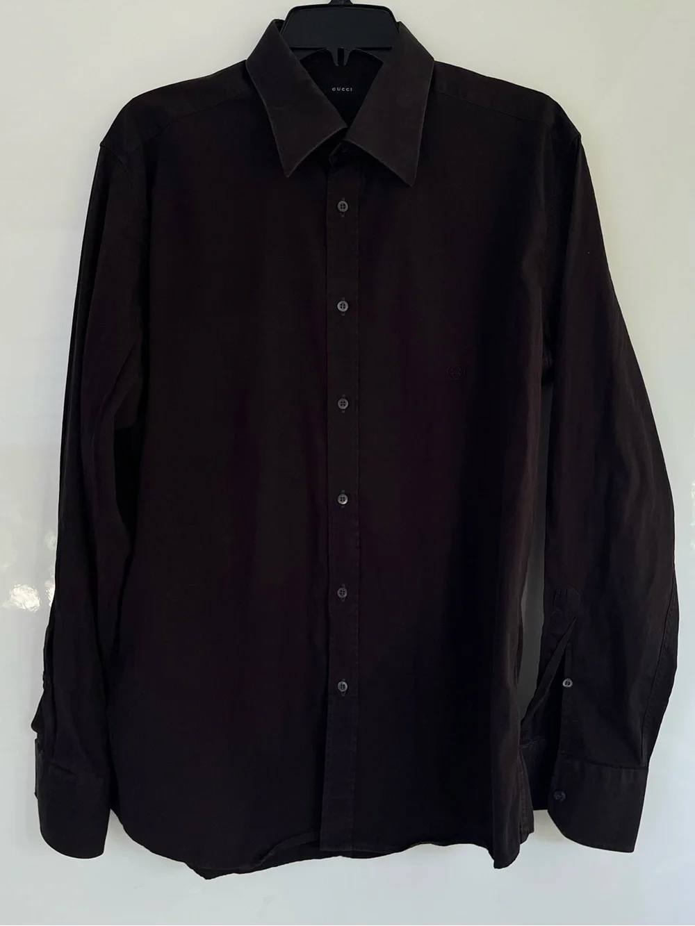 Gucci Men's Classic Long Sleeve Black Dress Shirt